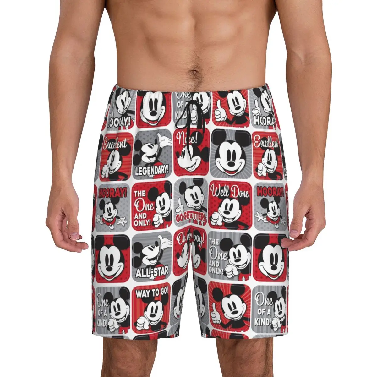 

Мужские пижамные штаны с Микки Маусом на заказ, одежда для сна, шорты для сна с карманами