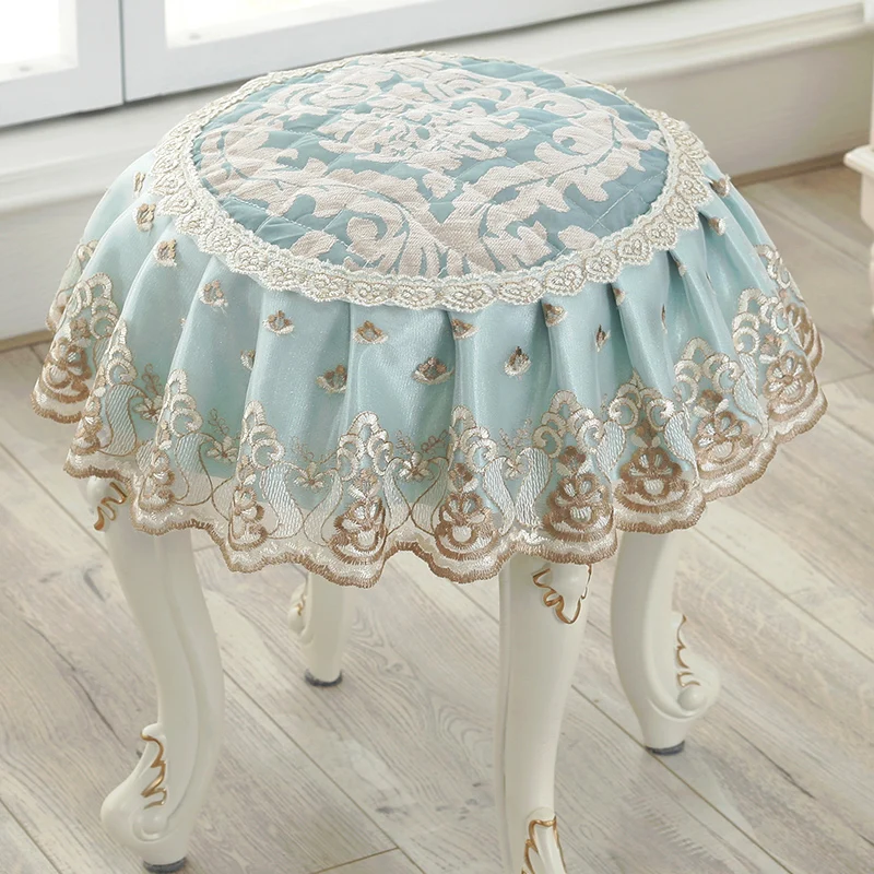 Luxury stool cover Round  dresser stool cover European round cushion Round Shape Footstool Cover removable Home Decor