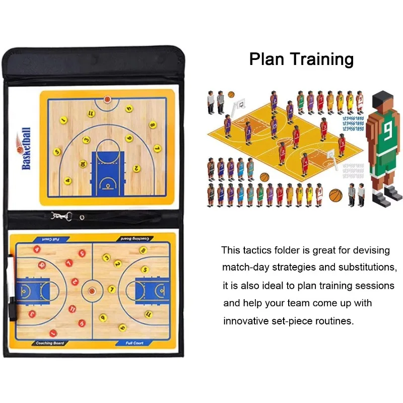 مجموعة مغناطيسية تكتيكية لمدرب كرة السلة، لوحة استراتيجية محمولة مع مسح جاف