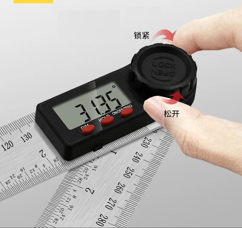 Stainless Steel 0-200mm/30mm Digital Protractor Gauge Angle Ruler Goniometer Tool Instrument Goniometry Finder Meter