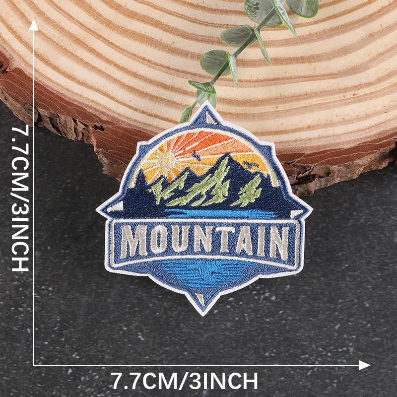 Mountain Camping Travel Embroidered Round Badges Armbands Clothing Accessories Patch Embroidery Iron on patch for Clothing