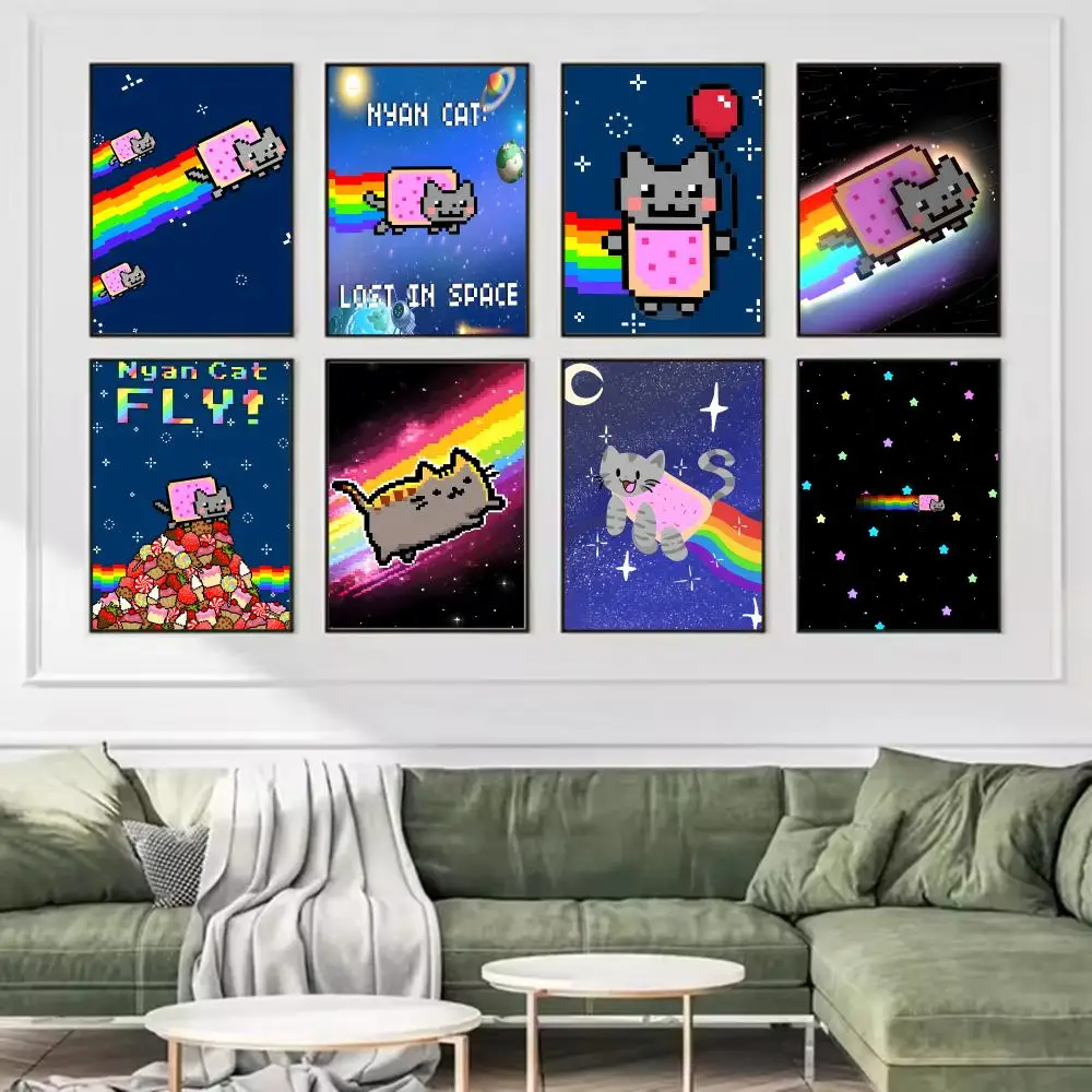 

Video Game N-Nyan Cat Poster Trendy And Easy-to-Apply Wall Art Stickers For Home Decor And Dorm Room Walls