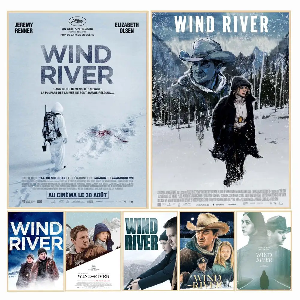 classic movie W-Wind River-R Poster Decorative Wall Art Sticker for Cafe Office Bedroom and Living Room