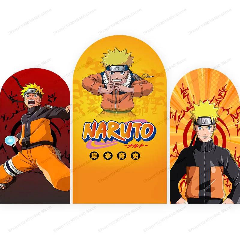 Naruto Arched Backdrop Kids For Boys Birthday Party Decoration Cartoon Doublesides Photography Background Polyester Studio Props