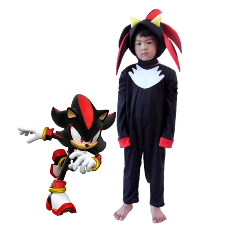 Disfraz de Sonic para niños, figura de acción de juguete, Halloween, Carnaval, sombra negra, truco o trato, videojuego, disfraz de Cosplay, juguete para regalo para niños
