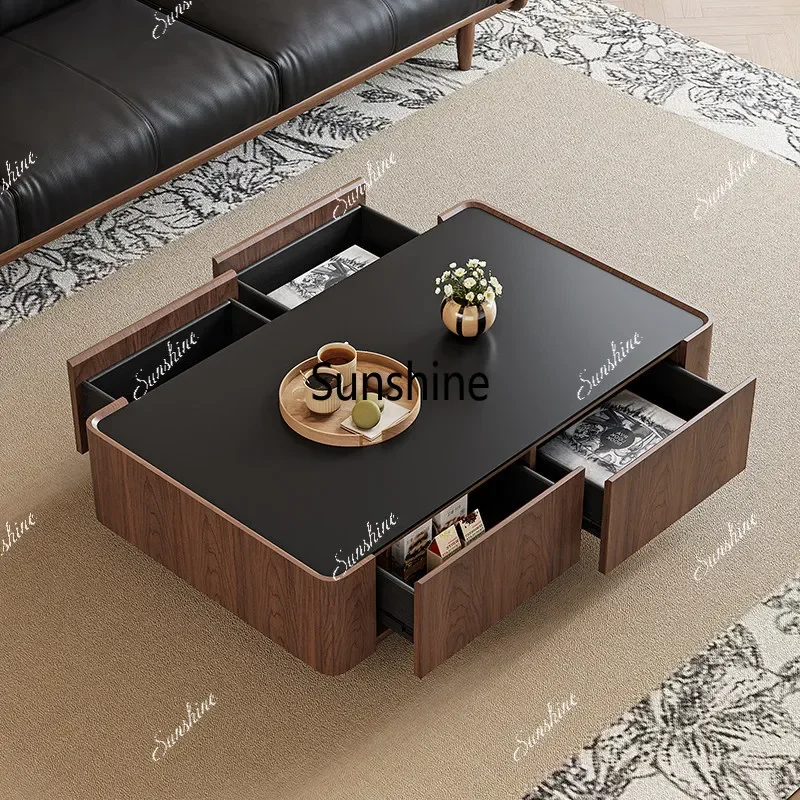 

Medieval rock slab coffee table rectangular storage large-capacity storage coffee tableTJ