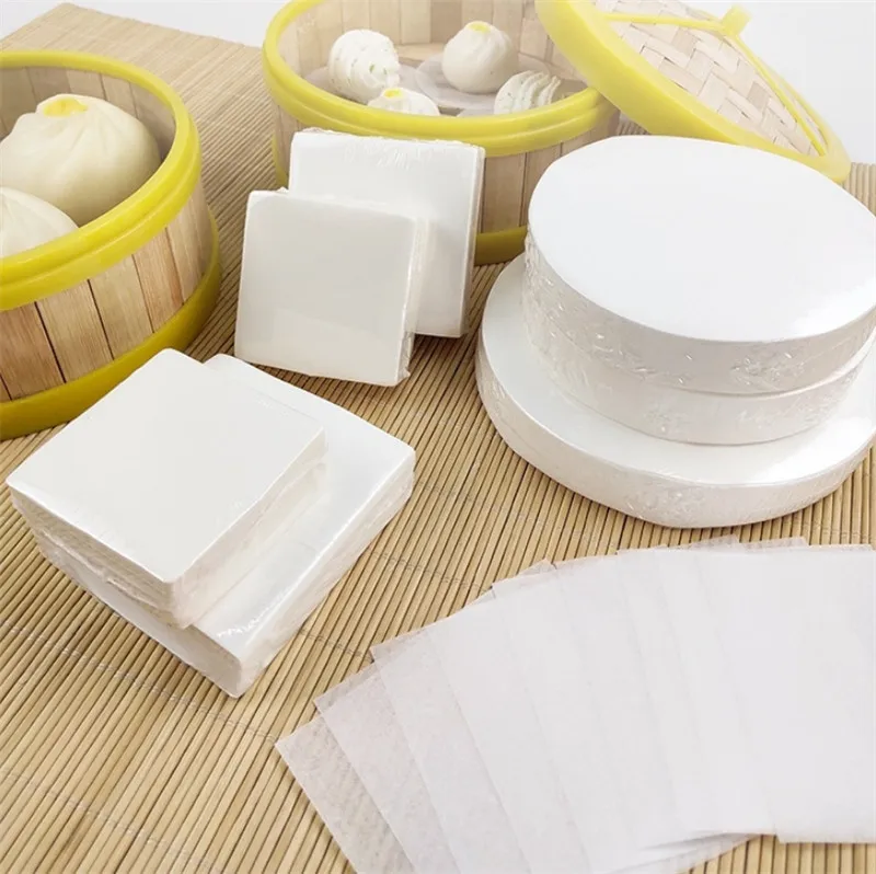 500Pcs Square 6-11cm Wholesale Steamed Bun Papers Non-stick Snack Bread Cake Steamer Oil Paper Pads