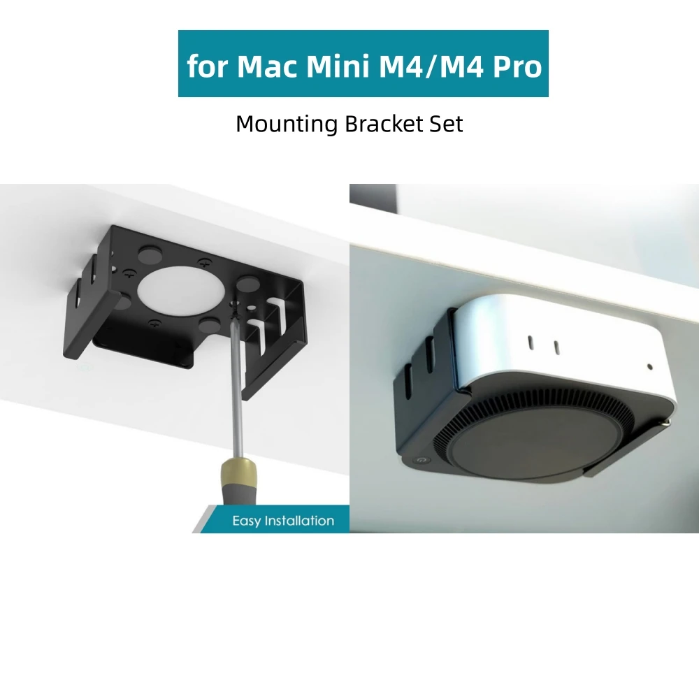 

For Mac Mini M4/M4 Pro Metal Mounting Bracket Under Table or Behind Monitor Easy Installation Stand
