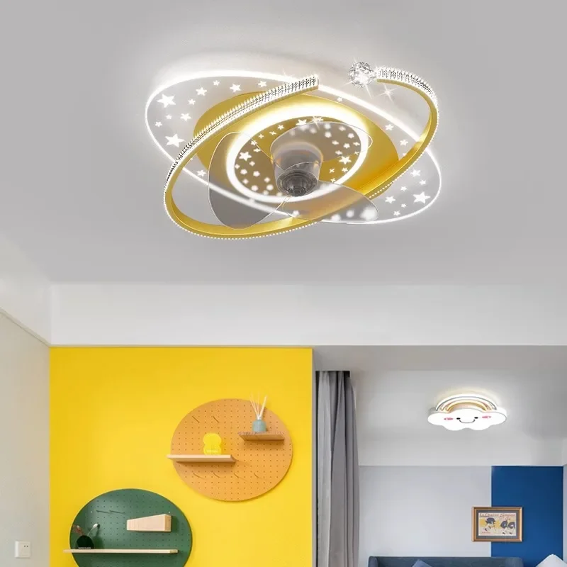 Children's fan light bedroom princess girl boy children's room new simple children's light fan integrated ceiling light