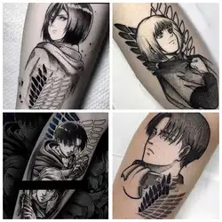 Anime Attack on Titan Main Character Temporary Tattoos Transfer Tattoo Body Art Waterproof Fake Tatoo Stickers for Woman Men