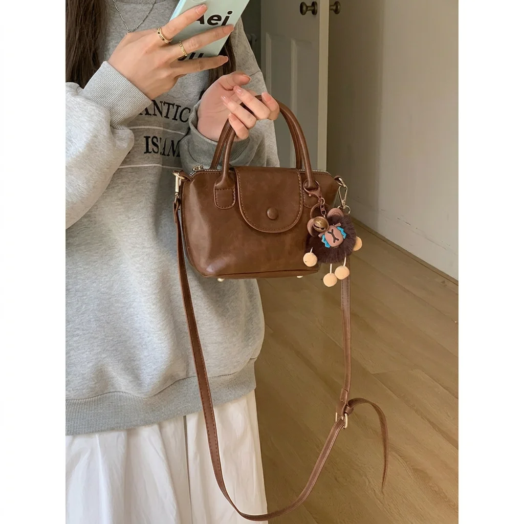 

Crossbody Bag Small Pu Leather Bag Square Handbag Minimalist Casual Bag For Crossbody Office Short Trips