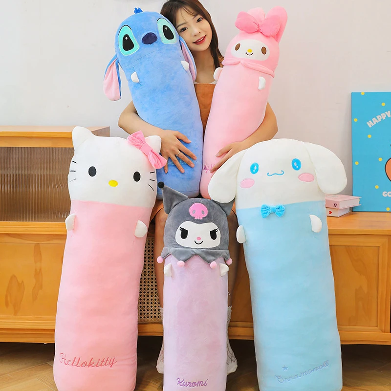 

Мягкая игрушка Kawaii Sanrio Kuromi, цилиндрическая подушка-обнимашка Melody, мягкая игрушка для девочек, подарок на день рождения, мягкая игрушка для сна