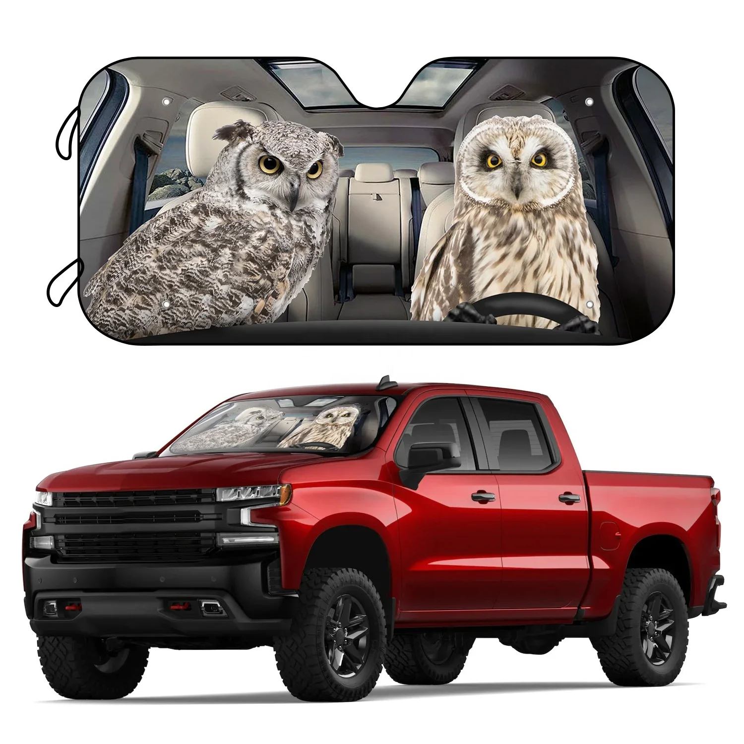 Wholesale Car Windshield UV Sunshade Cute Owl Foldable Front Car Sunshade Sunshade Vehicle Accessories with 4 Free Suction Cups