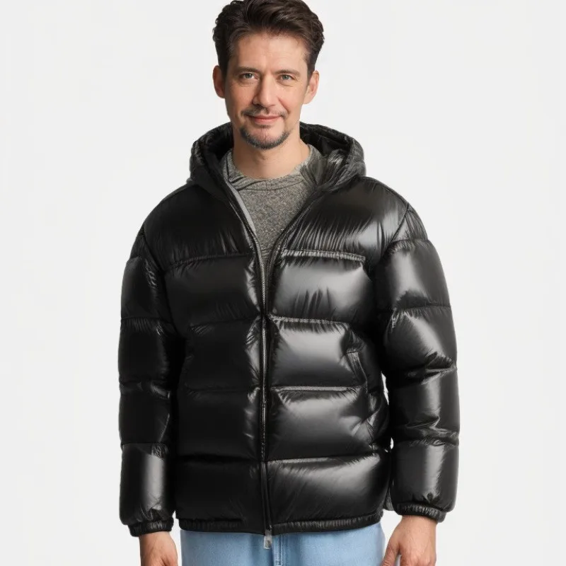 2026 New Men Hooded Padded Cotton Coat Solid Color Sports Jacket Trendy Commuting Warm Casual Versatile Thickened Cotton Wear