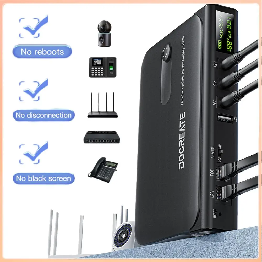 Mini UPS Battery Backup Supports 5V/9V/12V Portable Standby Uninterruptible Power Supply for Router Modem  Camera