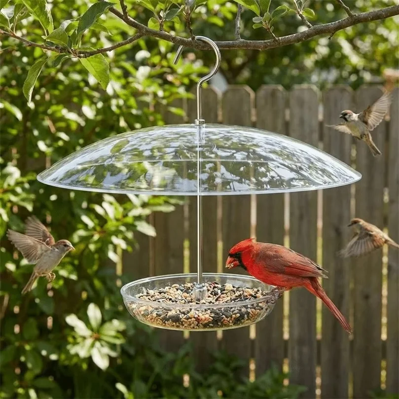 Clear Dome Bird Feeder Rain Guard Cover UV Protection Snow Proof Umbrella Bird Feeder Weatherproof Squirrel Proof