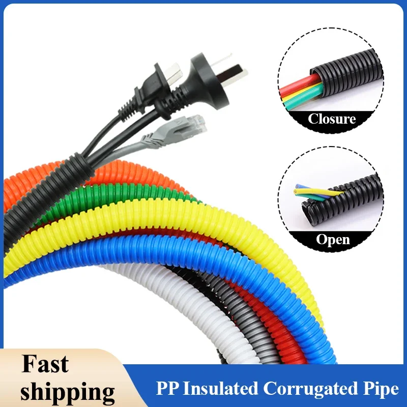 

1/5/10M AD 7.5mm ~ AD 34.5mm PP Insulated Corrugated Pipe Wire Hose Threading Hose Plastic Corrugated Pipe Protective Sleeve