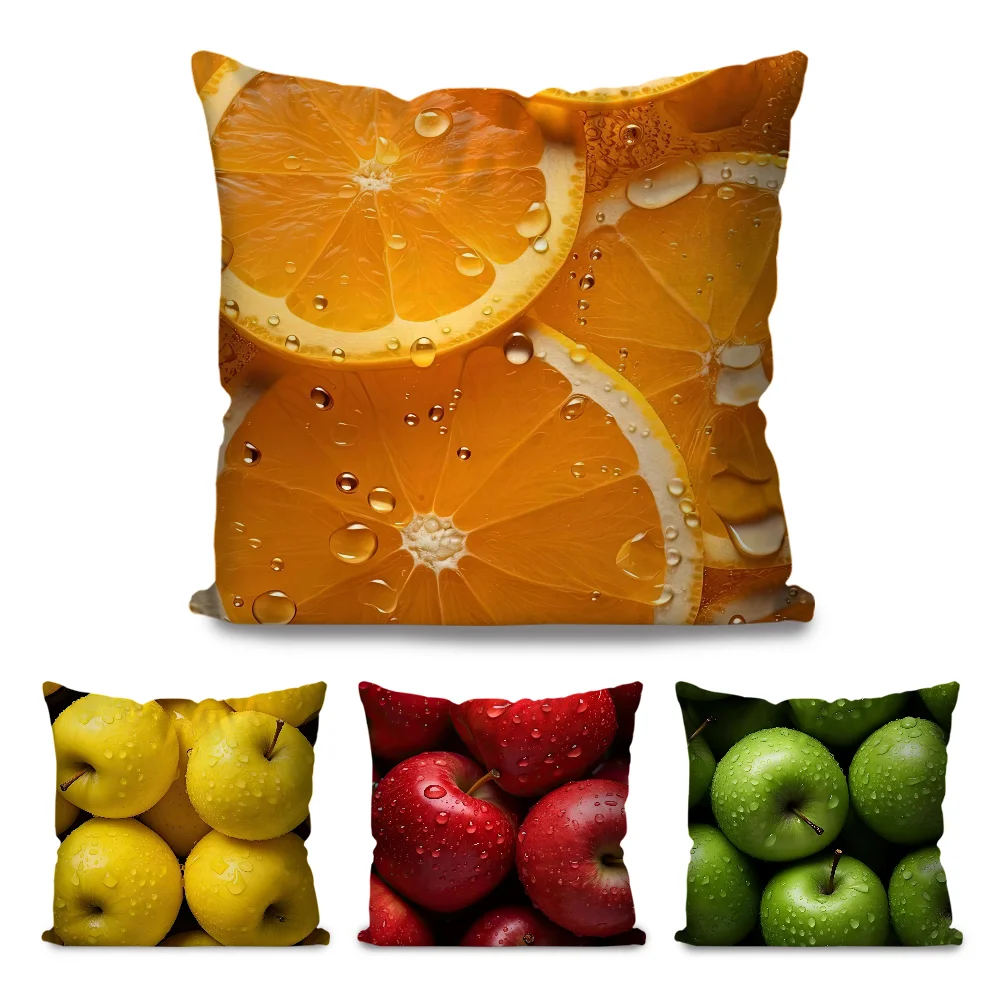 Fruit Art Pillow Case Cartoon Sofa Decorative Home Double-sided Printing Short Plush Cute Cushion Cover