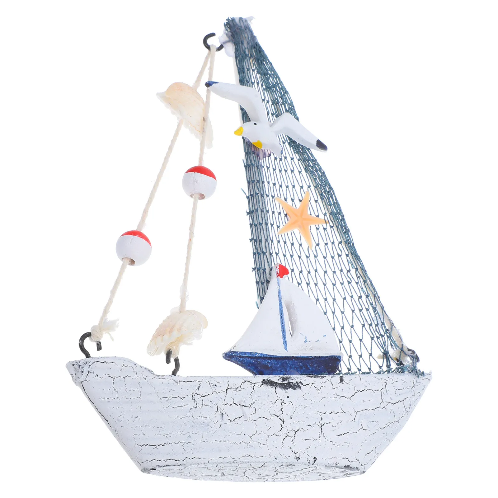 Small Wooden Boat Decor Nautical Ship Ornament for Home Office Desktop Bedroom Wood Craft Solid Wood Desktop Ornament
