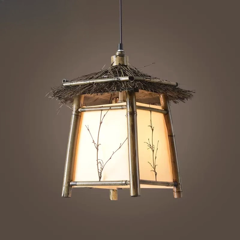 

Retro Chinese Zen antique personality creative aisle balcony restaurant farm agritainment leisure bar bamboo chandelier