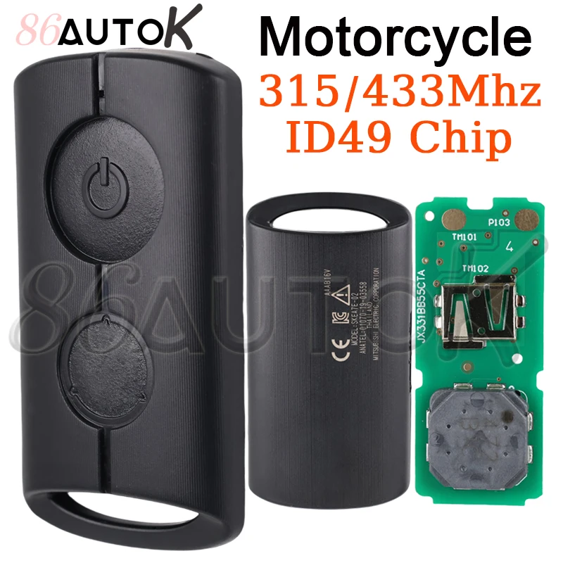 

86AUTOK Motorcycle Remote Key Fob For YAMAHA JAUNS QBIX NVX NVX155 XMAX XMAX300 AEROX Original Smart Car Keys 433MHz ID49 Chip