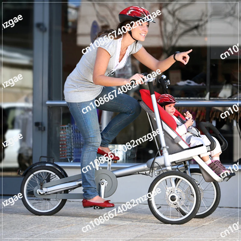 Mother and Baby Parent-child Bicycle Children's Three-wheeled Car with Baby Riding To Pick Up and Drop Off Baby Walking Artifact