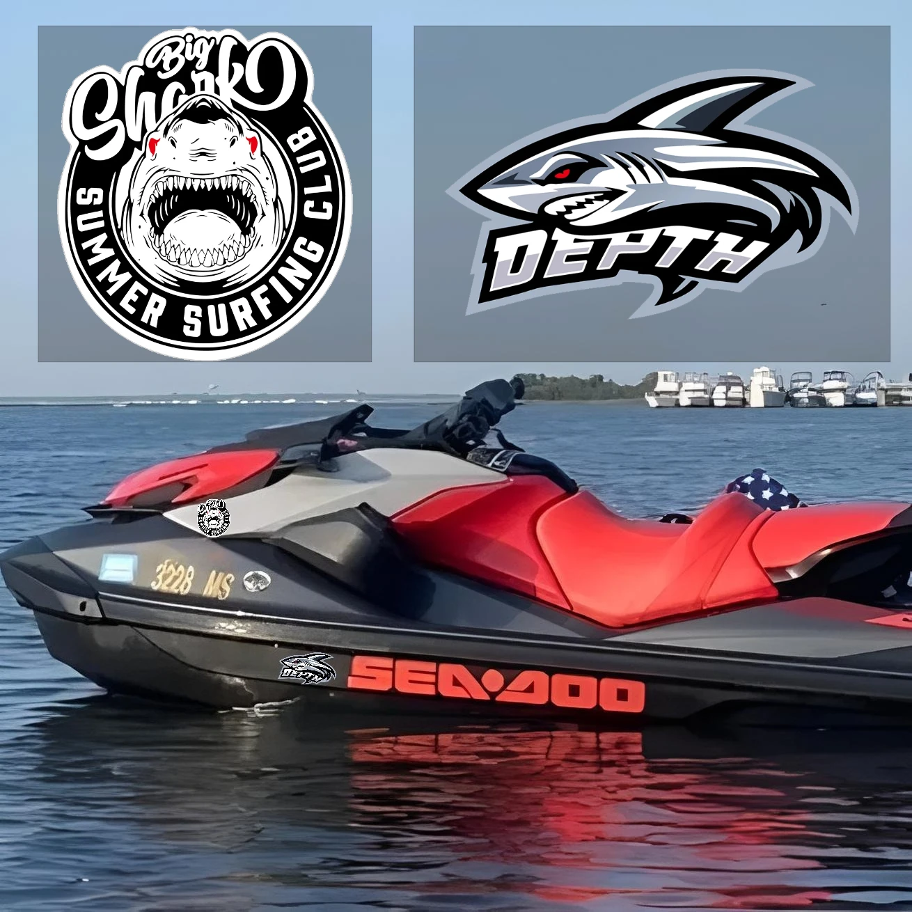 For Seadoo Shark Stickers Yamaha Waverunner Scooter Waterproof Decal Motorcycle Water Boat Supplies Jet Ski Brp Sea Accessories