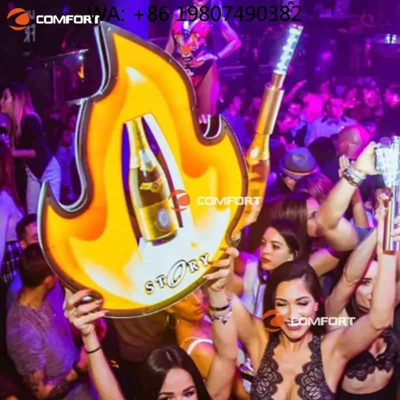 Modern Elegant Rechargeable LED Wine Bottle Glorifier Luminous Display Presenter Stand for Bar Club VIP Service