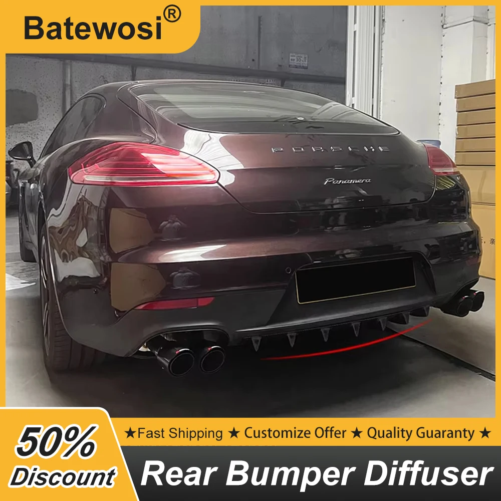 For Porsche Panamera 970 Rear Bumper Diffuser Splitter Lip Chin Bodykit Decoration Upgrade Black Carbon Color Accessories
