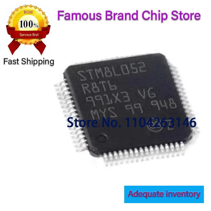 10PCS STM8L052C6T6 QFP48 STM8L052R8T6 LQFP64  STM8L152C6T6	QFP48 STM8L152K4T6	 STM8L152R6T6	LQFP64 STM8L152R8T6	QFP64