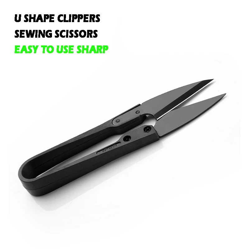 3pcs U Shape Clippers Trimming Sewing Scissors Nippers Sewing Embroidery Craft Scissors Mini Scissors Black