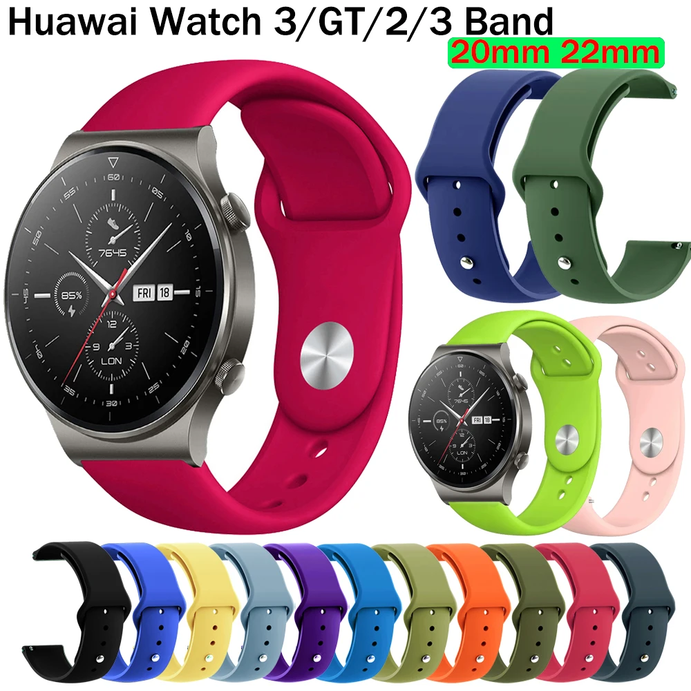 

Силиконовый ремешок GT2 20 мм 22 мм для Huawei Watch GT 6, GT3, GT 3, GT 4, GT 5, 42 мм, 46 мм, спортивный браслет, сменный ремешок для часов GT 2 Pro
