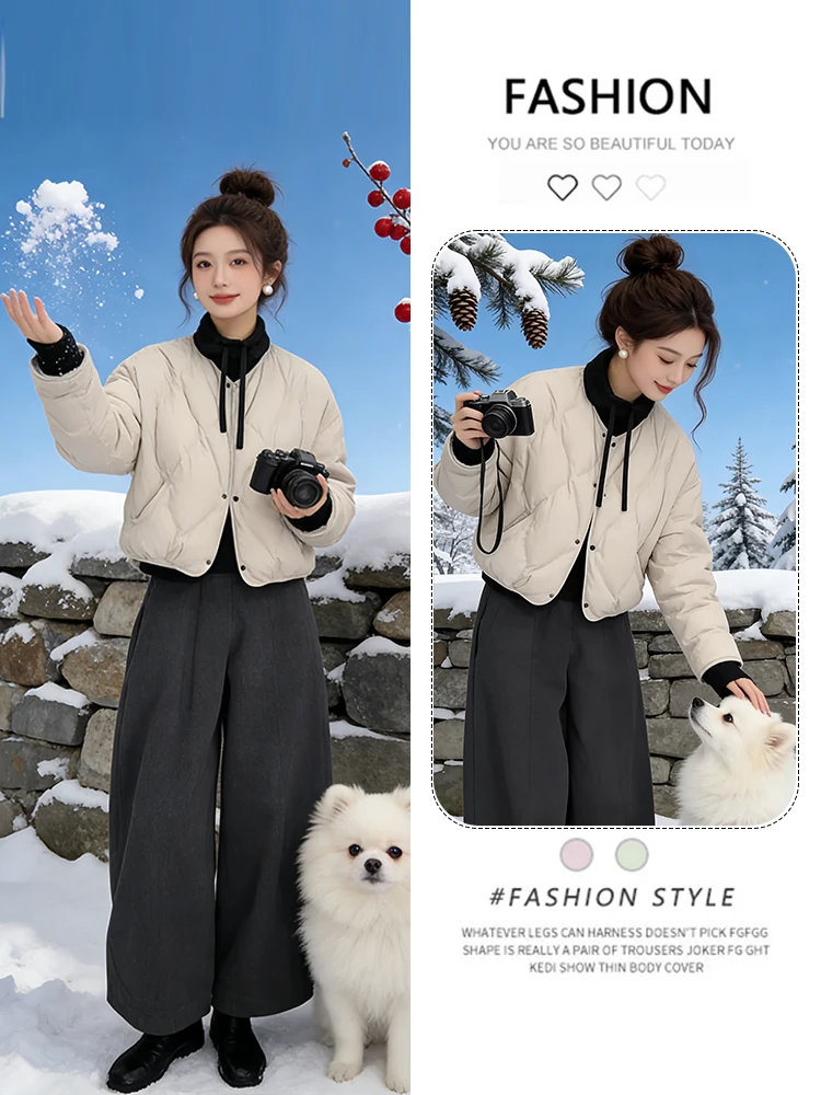 

Faionable Thiened Cotton Jaet round Ne ort Outerwear Women Winter New Design Sensation Small Cotton Coat Korean Sle