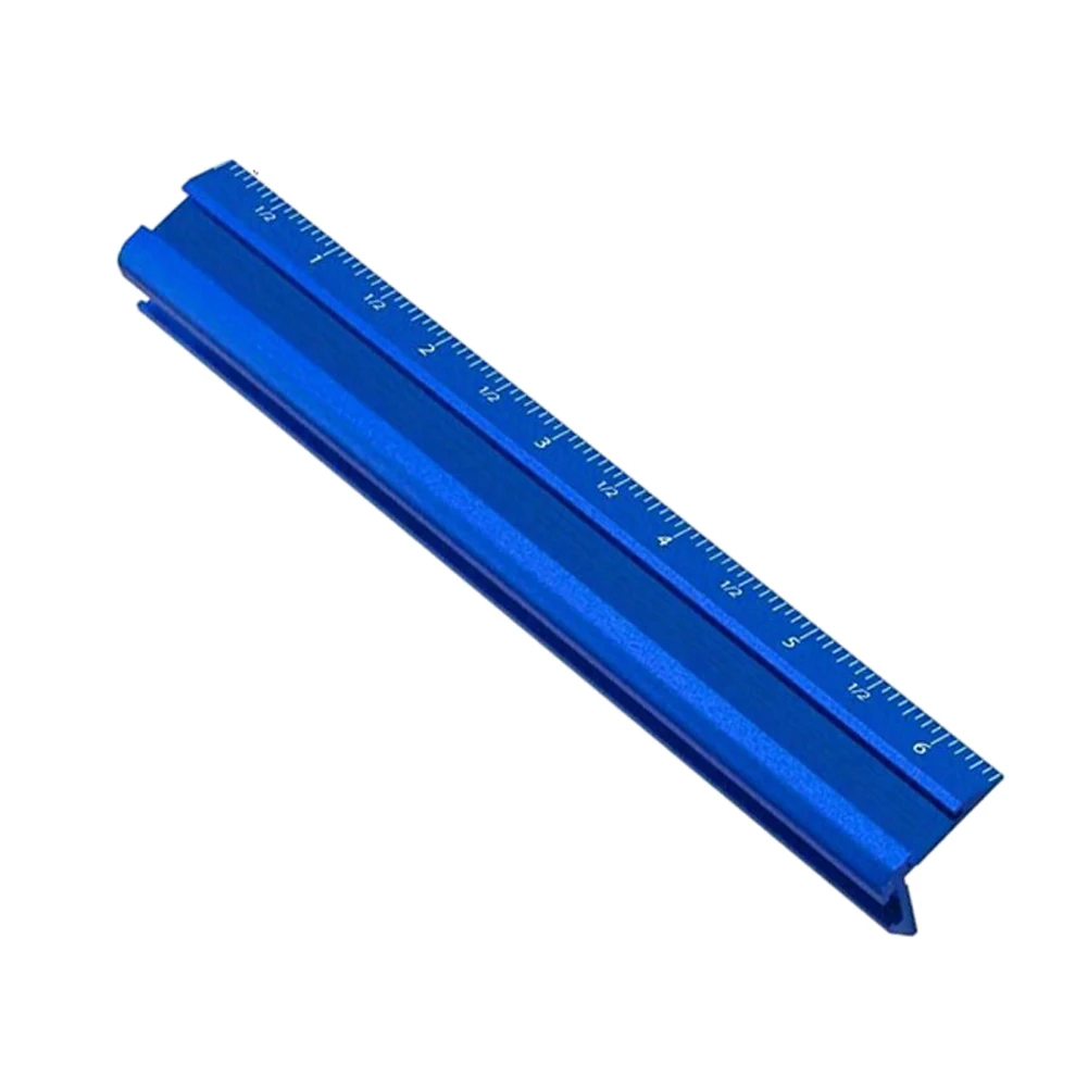 Blue Aluminum Edge Measuring Ruler Dual Scale Square For Woodworking Slotting Trimming Furniture DIY Project Layout Tools
