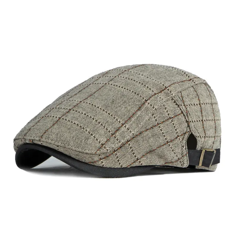 2023 Spring Cotton Plaid Newsboy Caps Flat Peaked Cap Men and Women Painter Beret Hats 126