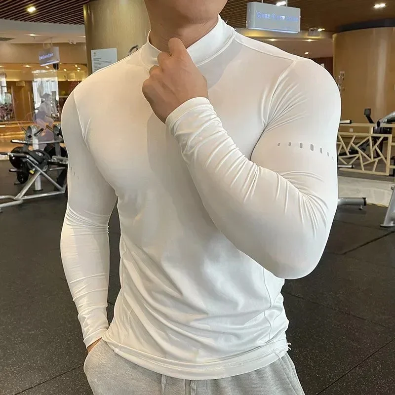 

Gym T Shirt Men's Long Sleeve Compression Shirt Quick Dry Training Top Male Muscle Workout Running Clothing