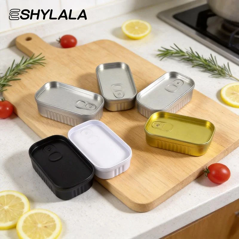 Tinplate Mini Metal Box Creative Sardine Can Shaped Storage Box Portable Metal Material Jewelry Pill Cases Portable Tin Boxes