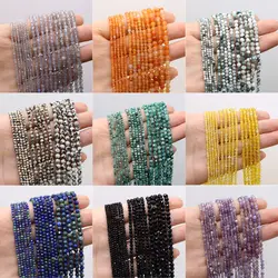 4mm Natural Stone Faceted Small Beads Amethysts Lapis Lazuli Quartz Beads for Jewelry Making DIY Necklace Bracelet Accessories