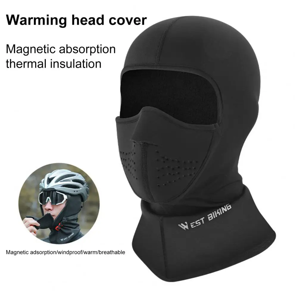 Warm Headgear Magnetic Adsorption 2-Side Opening Thermal Headdress Breathable 3D Winter Integrated Head Cover Scarf Riding