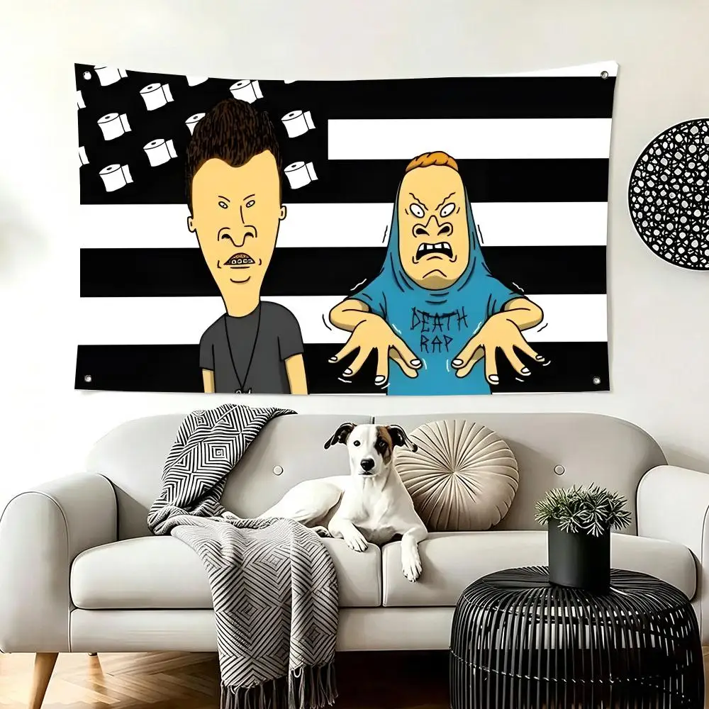 Cartoon Beavis and Butt Head Flags  For Living Room Home Dorm Decor Wall Outdoor Camping Party Banner Gifts