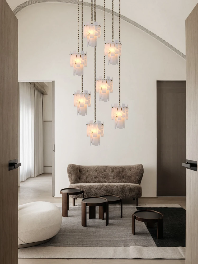 

Dimmable LED Marble Series 2025 Chandelier Lighting Alabaster Hanging Lamps Lustre Suspension Luminaire Lampen For Living Room
