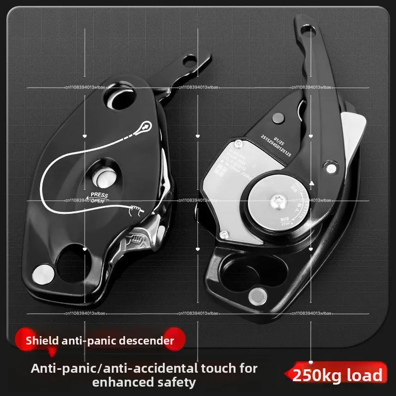 250kg Descender, Outdoor Climbing Speed Descent High-altitude Operation Protector, Descent Reducer, Anti Panic Cam