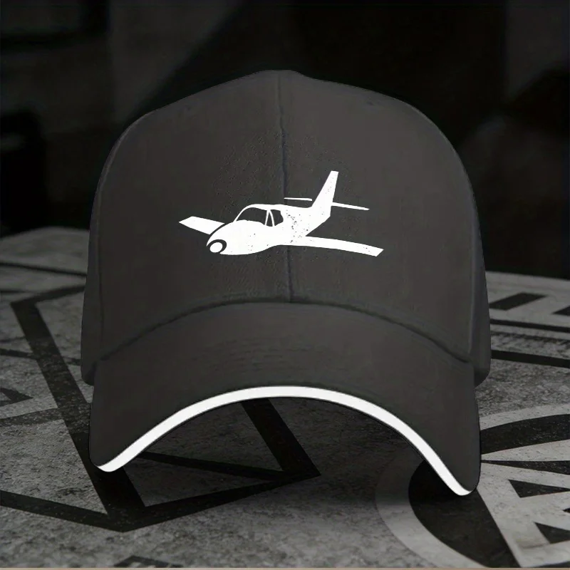 Airplane Silhouette Pilot Graphic Baseball Cap Polyester Adjustable Casual Hat for Adults