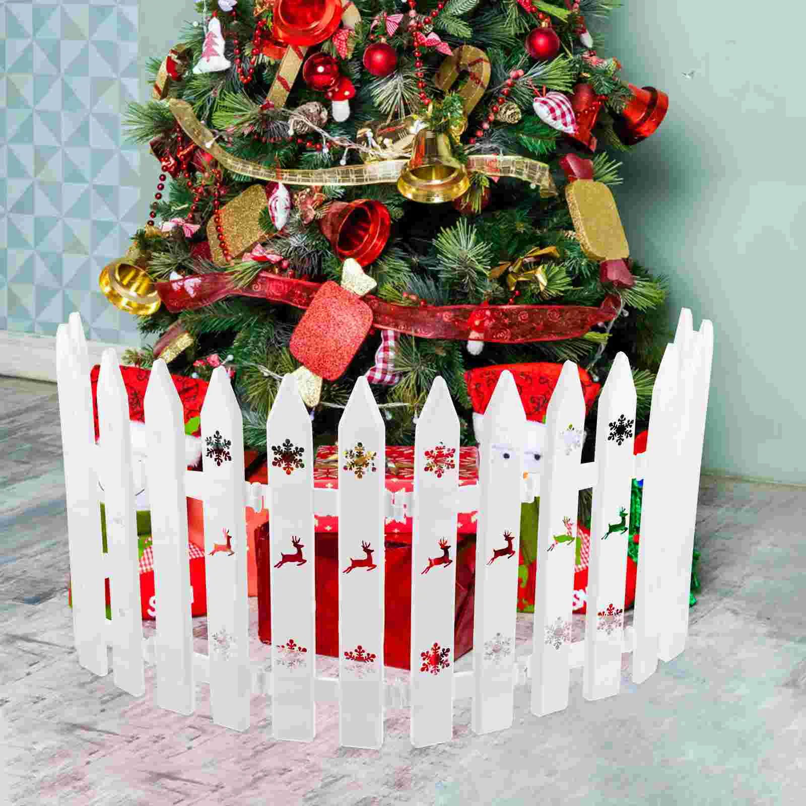 10 ชิ้นต้นคริสต์มาสรั้วสีขาวตกแต่งรั้วขอบสวนพลาสติก Miniature ตกแต่ง Party Supplies Clearance