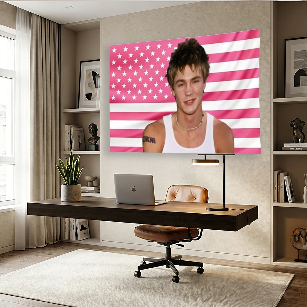 1pc Chad Michael Murray Pink American Flag Tapestry, Actor Wall Hanging, Cool Room Stuff, Large Size, Polyester 2D Print, Bedroo