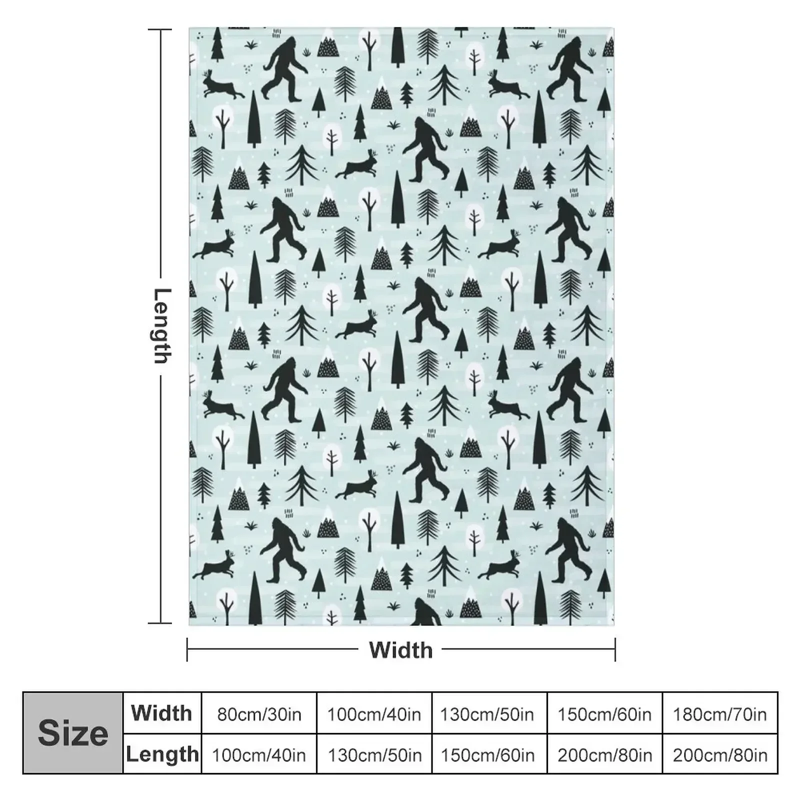 Bigfoot Jackalope Pattern Throw Blanket couch cozy soft plush fuzzy picnic outdoor blanket