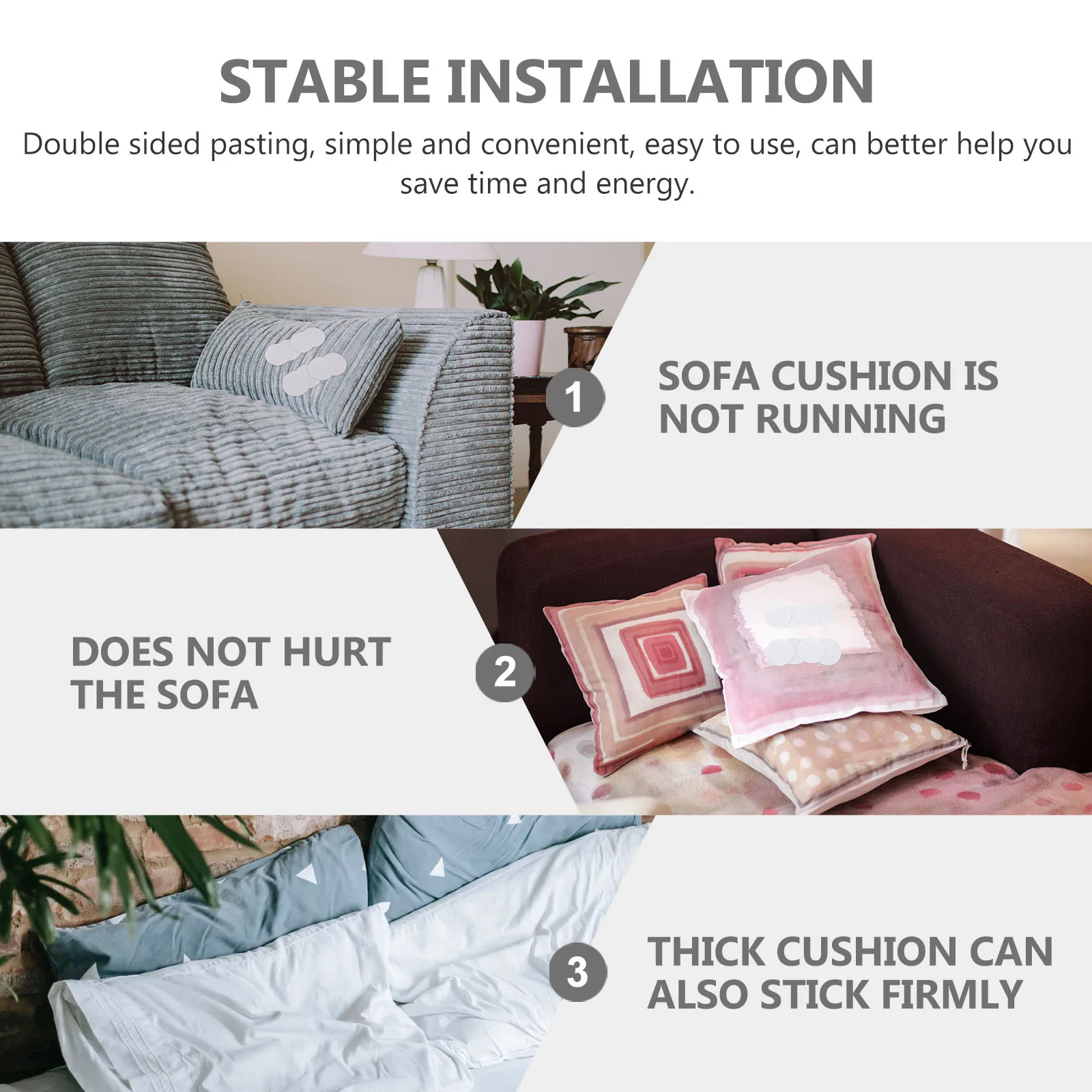 

60 Pairs Sofa Cushion Holder Non Slip Carpet Gripper Removable Stickers Rug Fixing Tape Double Sided Adhesive Home Supplies
