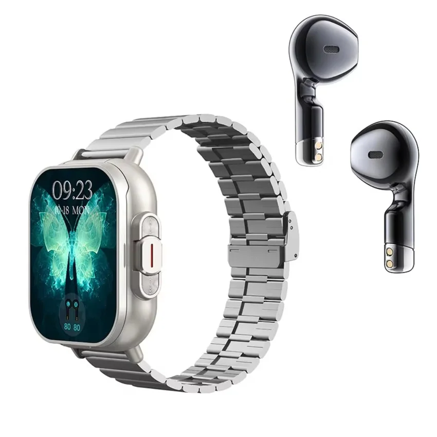 D8 Smart Watch Bluetooth Earbuds 2 in 1 Heart Rate Blood Pressure Oxygen Monitor Music