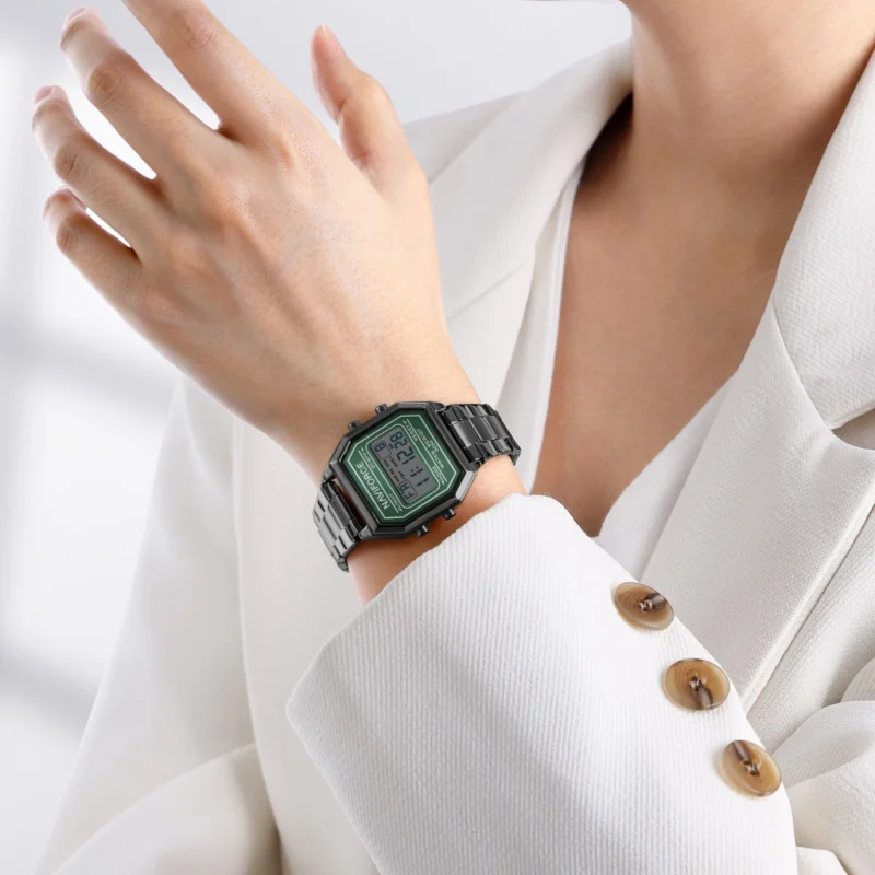 NAVIFORCE 5063S Reloj electrónico de moda para mujer Calendario simple Correa de acero resistente al agua Relojes digitales deportivos casuales para mujer