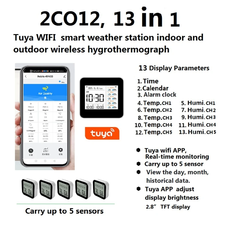 FULL-13 в 1 Tuya WIFI интеллектуальный термометр-гигрометр Крытый точный датчик температуры и влажности монитор